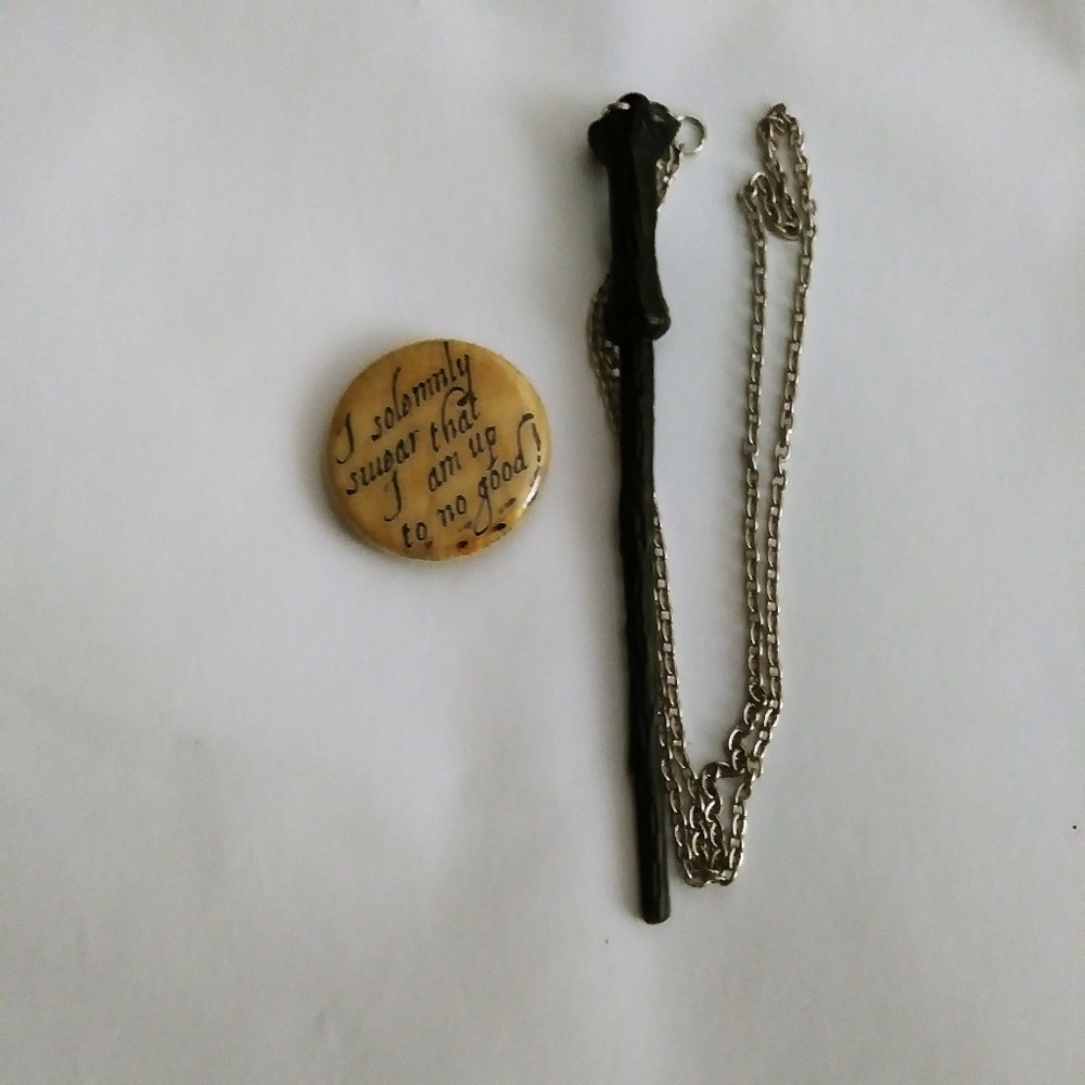 Harry Potter Wand Necklace and Pin Solemnly Swear